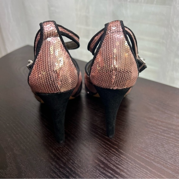 Antonio Melani Women Heels Pink Sequence Ladies Strappy Sandal Size 6 - Picture 5 of 9